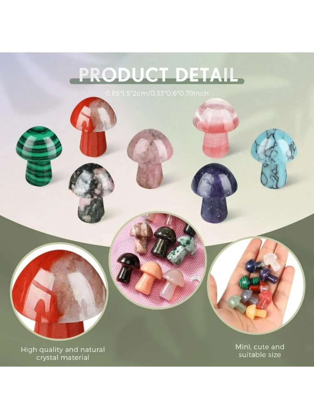 Mini Crystal Mushroom Gemstone Trinkets - 96 Pieces Decorative Sculptures
